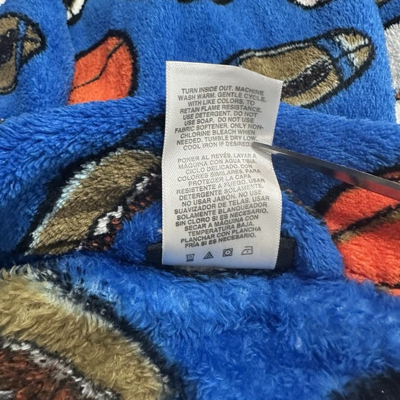 Joe Boxer Sports Theme Football Soft Fleece Bath Robe Youth Medium 8 Blue Pocket - Picture 8 of 8